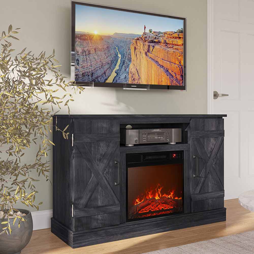 Veropeso 47" Barn Door Farmhouse Fireplace TV Stand
