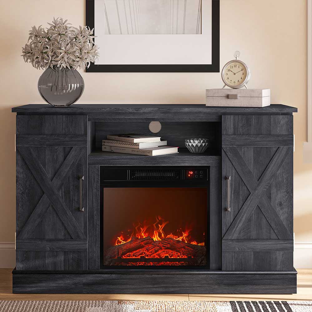 Veropeso 47" Barn Door Farmhouse Fireplace TV Stand