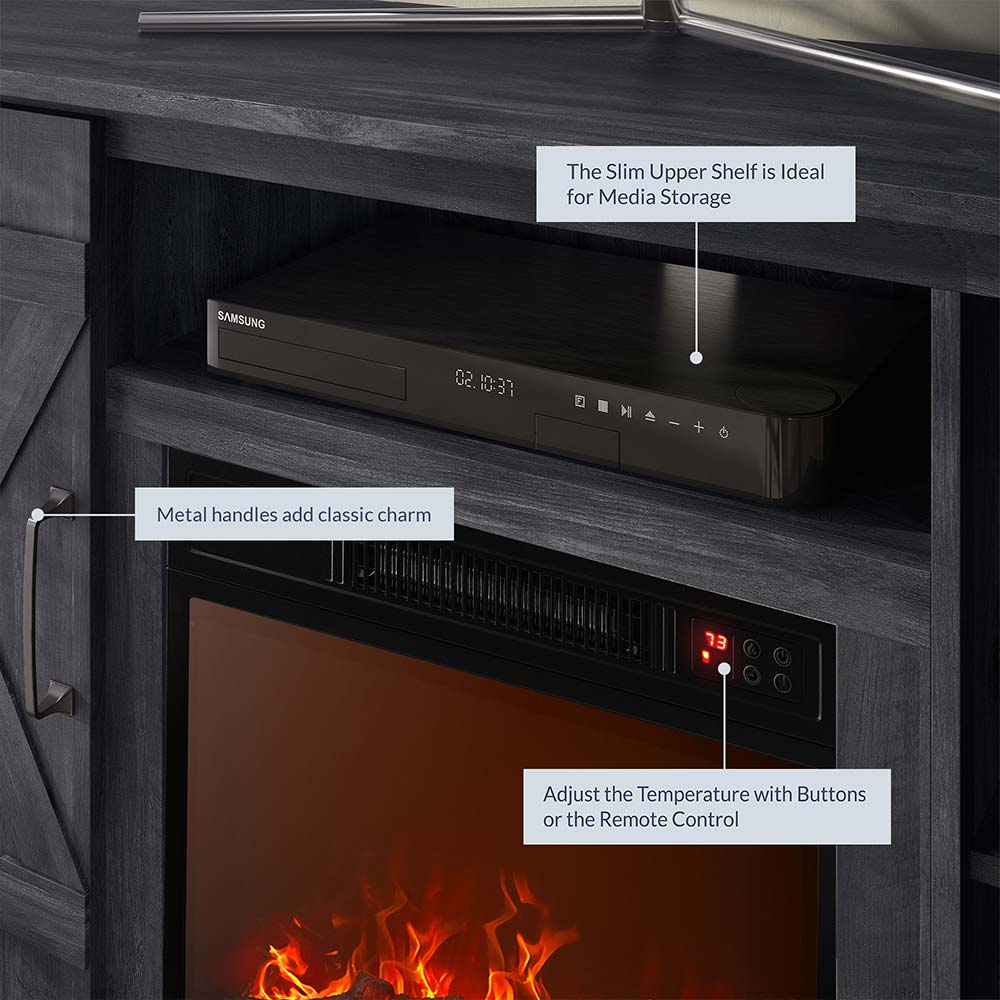 Veropeso Farmhouse TV Stand with Fireplace for TVs up to 50″