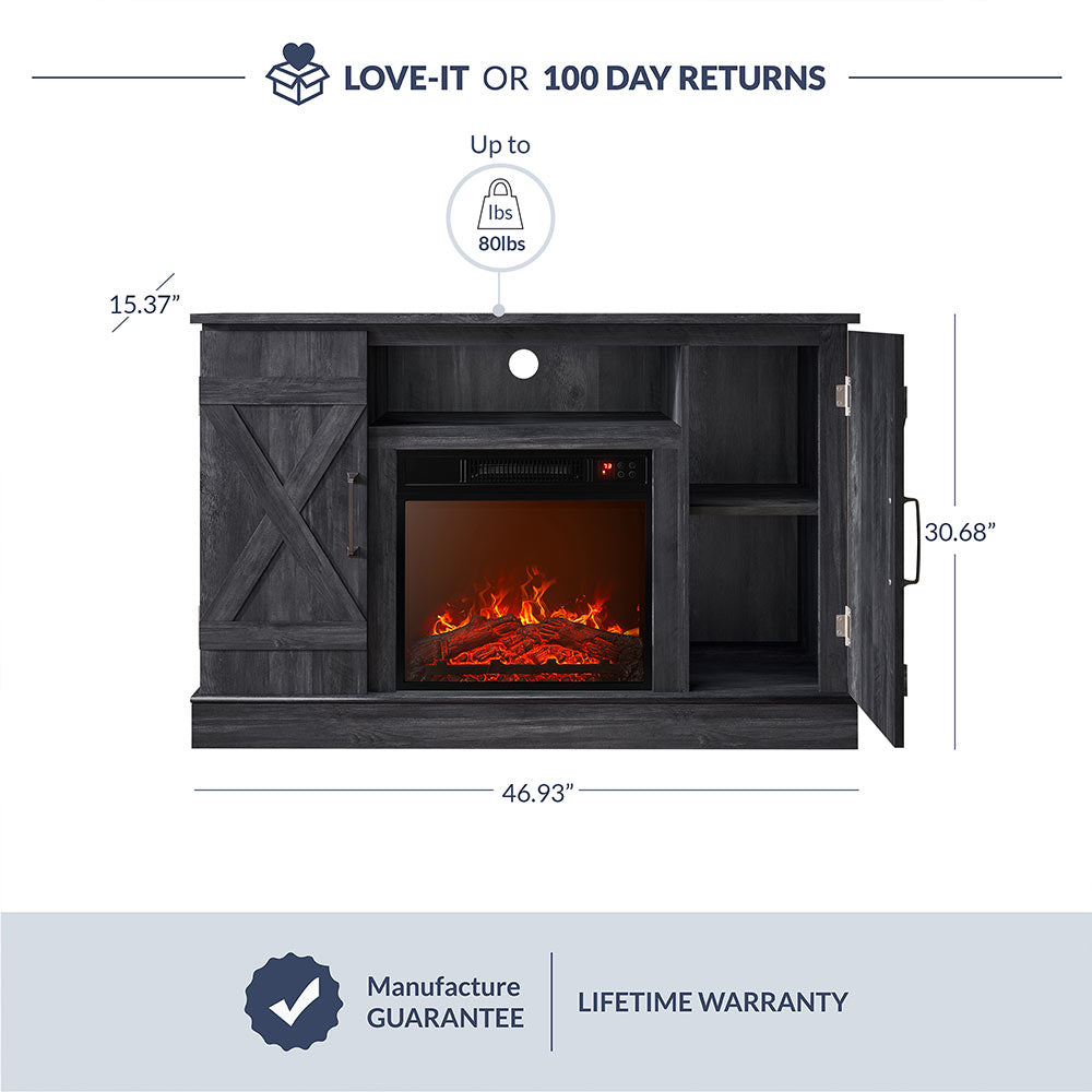 Veropeso Farmhouse TV Stand with Fireplace for TVs up to 50″