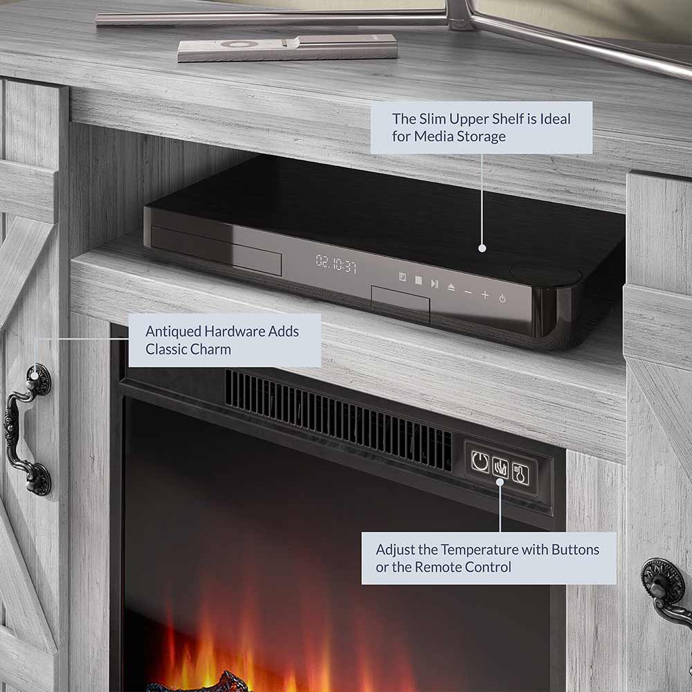 Veropeso 47" Barn Door Farmhouse Fireplace TV Stand