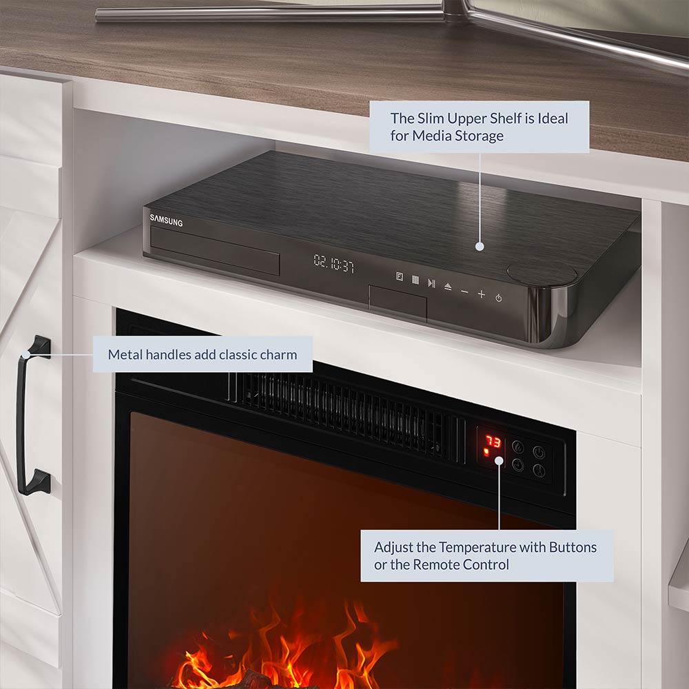 Veropeso Farmhouse TV Stand with Fireplace for TVs up to 50″