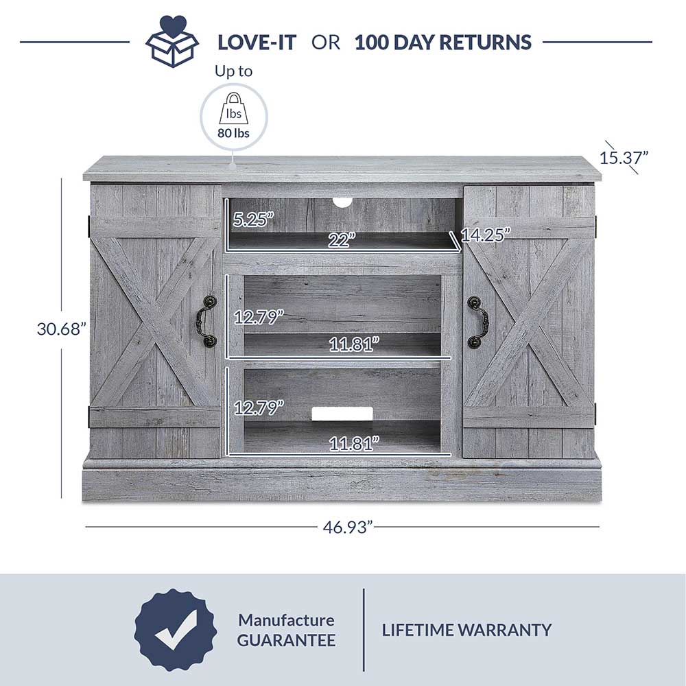 Veropeso Farmhouse TV Stand with Fireplace for TVs up to 50″