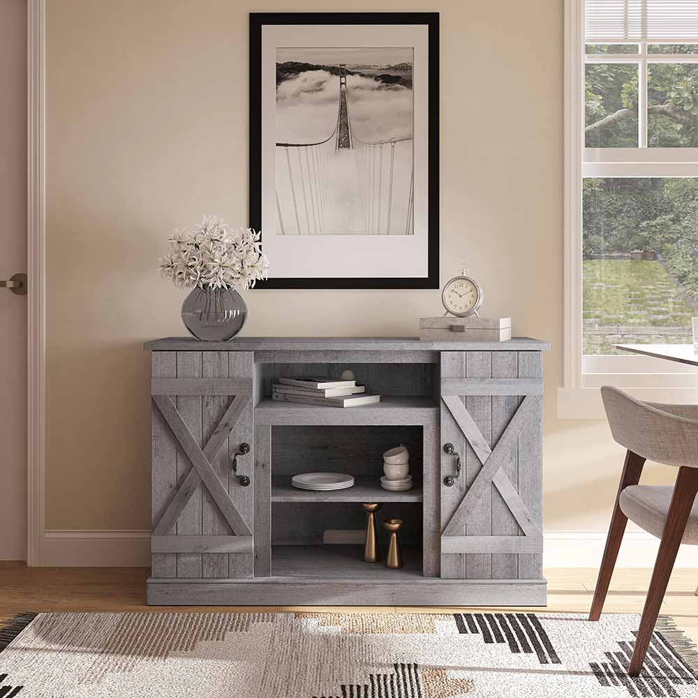 Veropeso 47" Barn Door Farmhouse Fireplace TV Stand