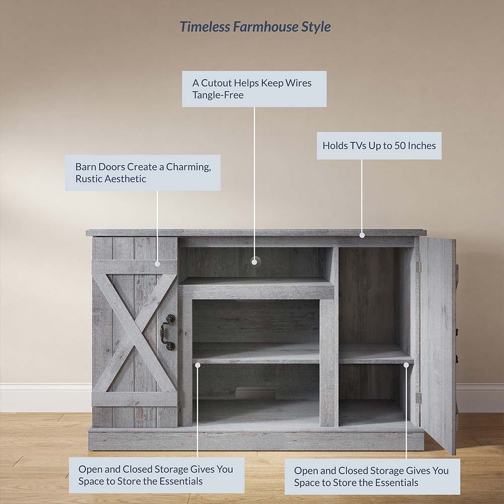 Veropeso Farmhouse TV Stand with Fireplace for TVs up to 50″