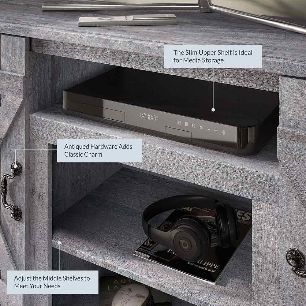 Veropeso 47" Barn Door Farmhouse Fireplace TV Stand