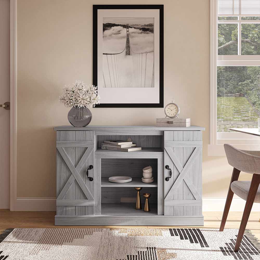 Veropeso Farmhouse TV Stand with Fireplace for TVs up to 50″