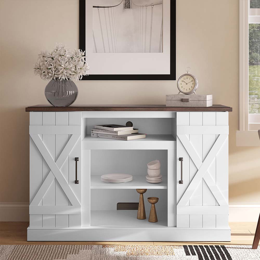 Veropeso Farmhouse TV Stand with Fireplace for TVs up to 50″