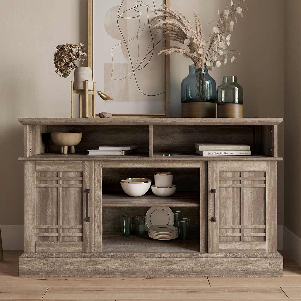 Norrell Farmhouse Fireplace TV Stand for TVs up to 50″