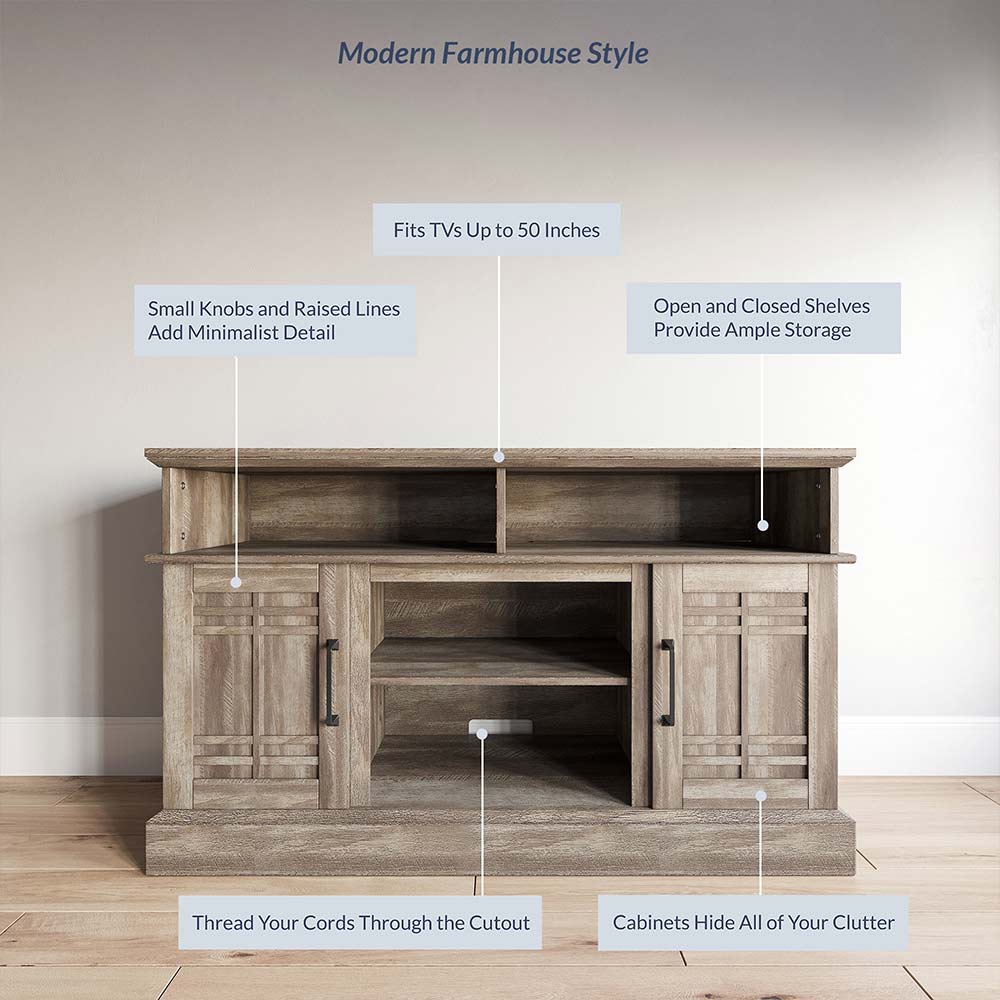 Norrell Farmhouse Fireplace TV Stand for TVs up to 50″