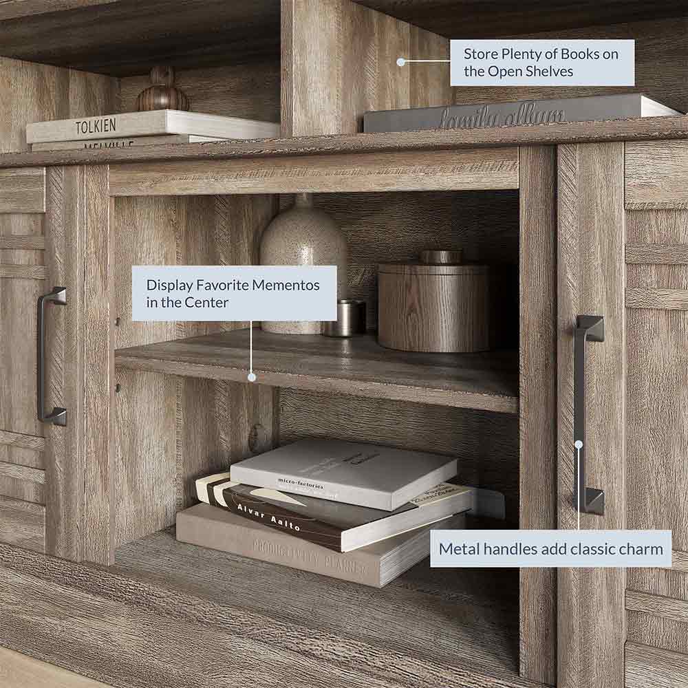 Norrell 48" Wood Grid Door Farmhouse Fireplace TV Stand