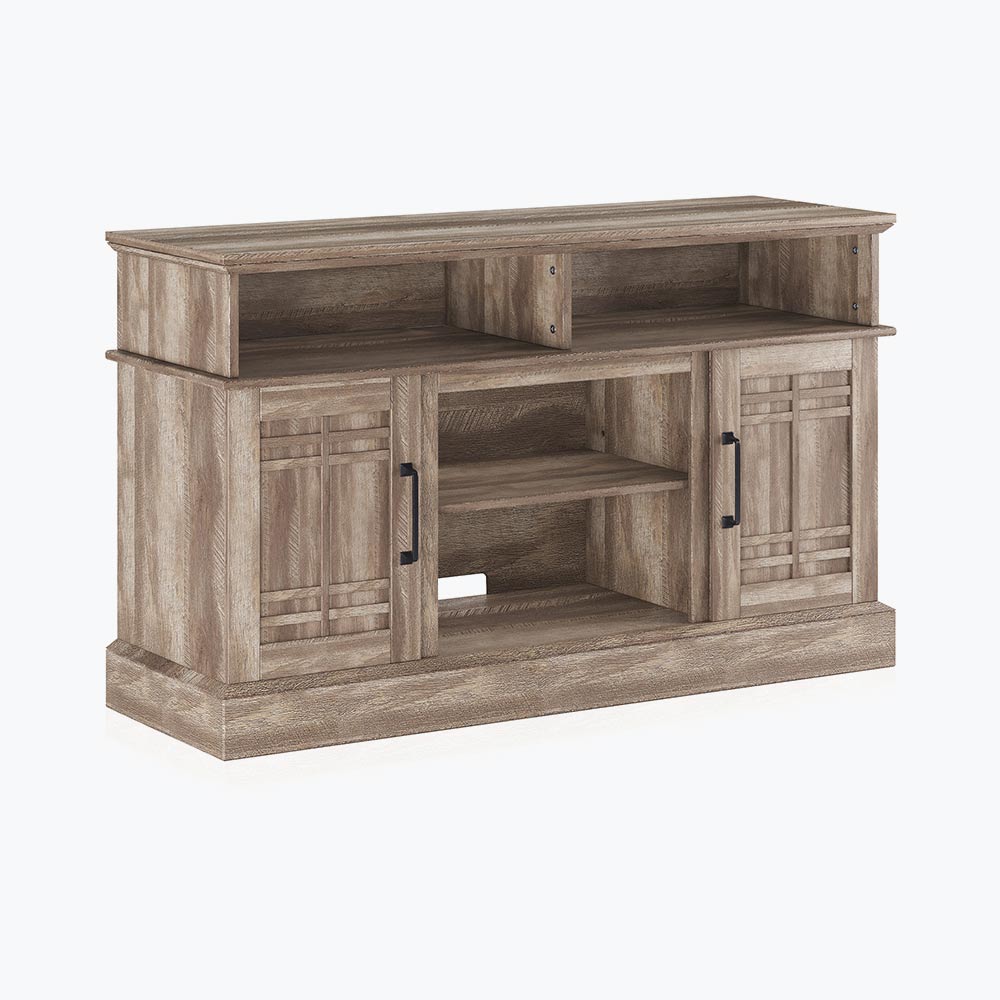 Norrell 48" Wood Grid Door Farmhouse Fireplace TV Stand