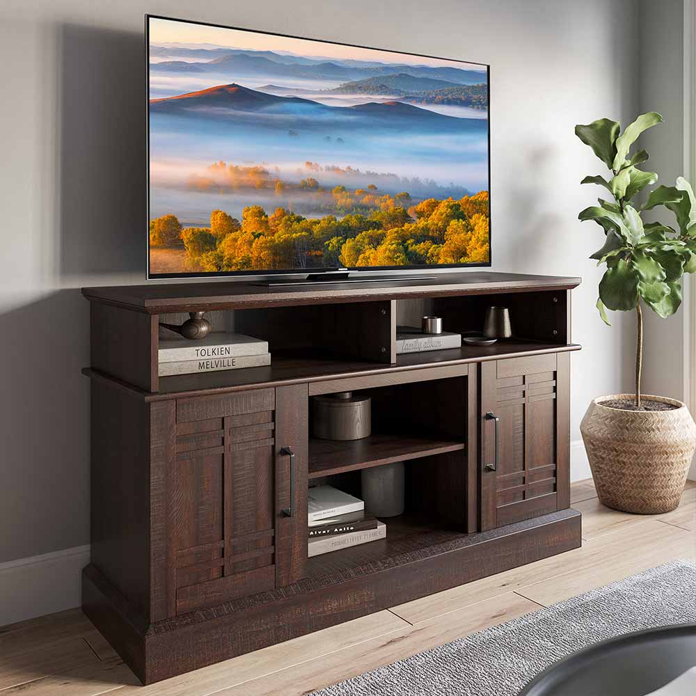 Norrell 48" Wood Grid Door Farmhouse Fireplace TV Stand