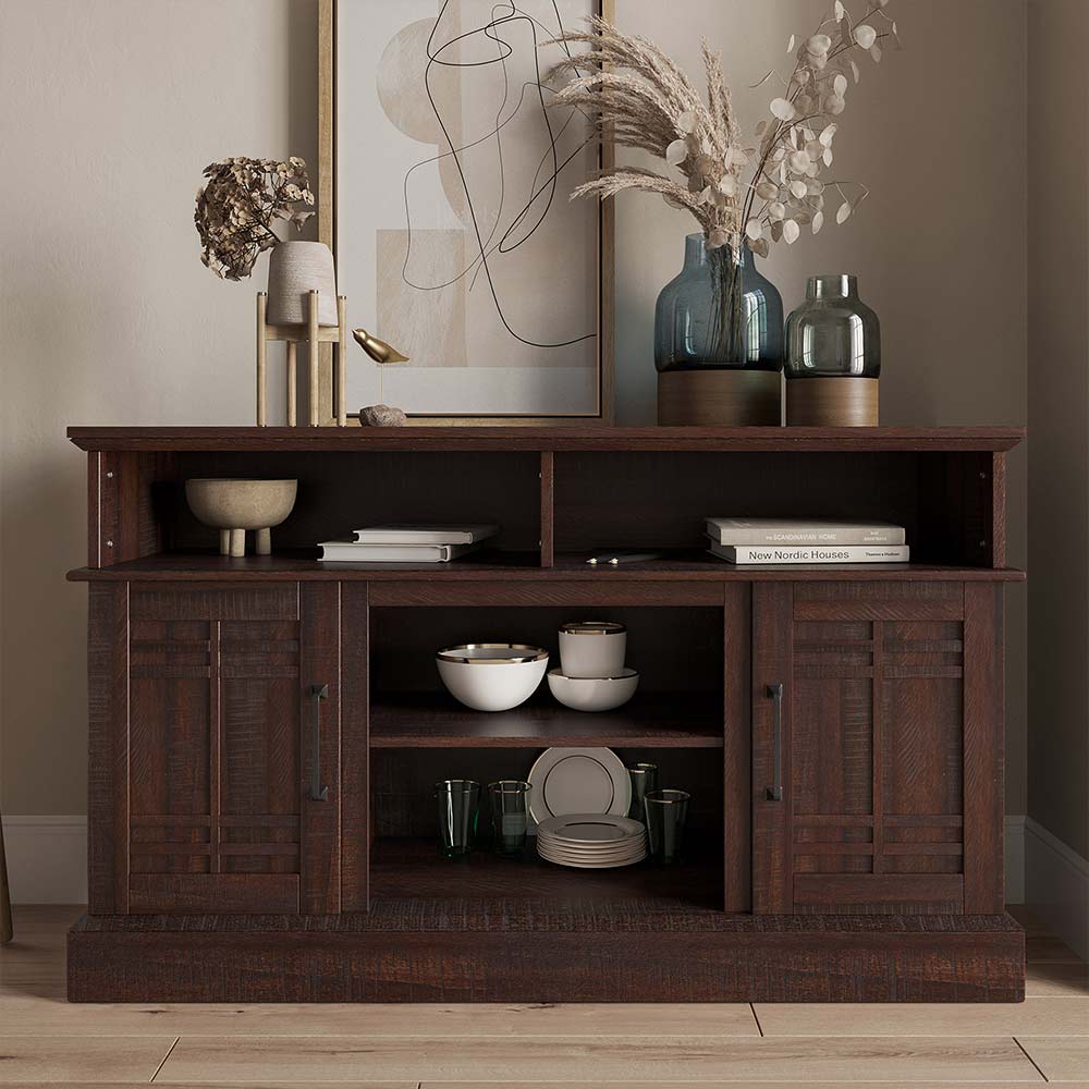 Norrell 48" Wood Grid Door Farmhouse Fireplace TV Stand
