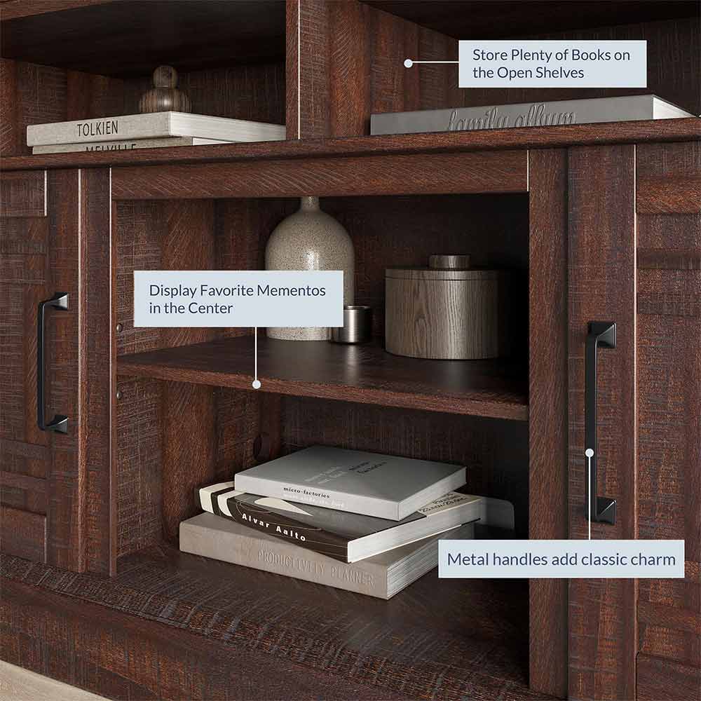 Norrell 48" Wood Grid Door Farmhouse Fireplace TV Stand