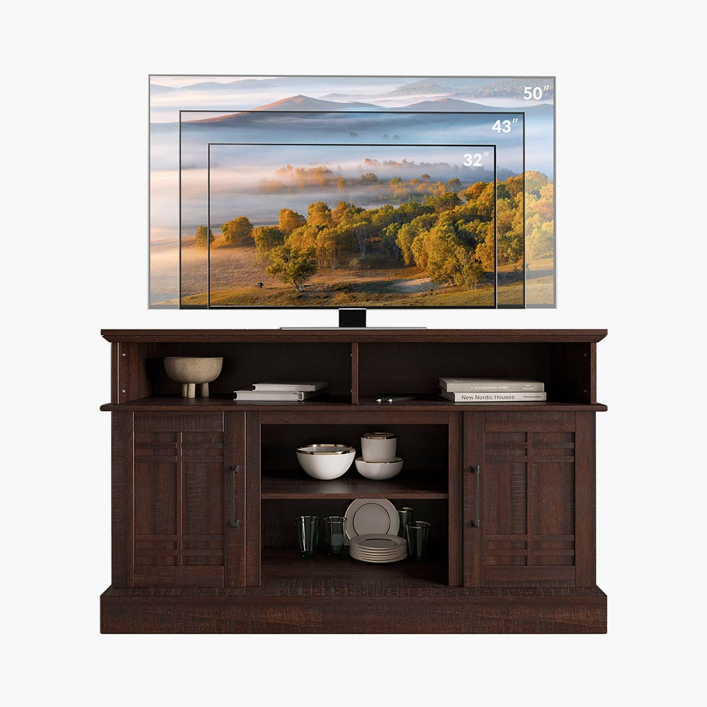 Norrell 48" Wood Grid Door Farmhouse Fireplace TV Stand