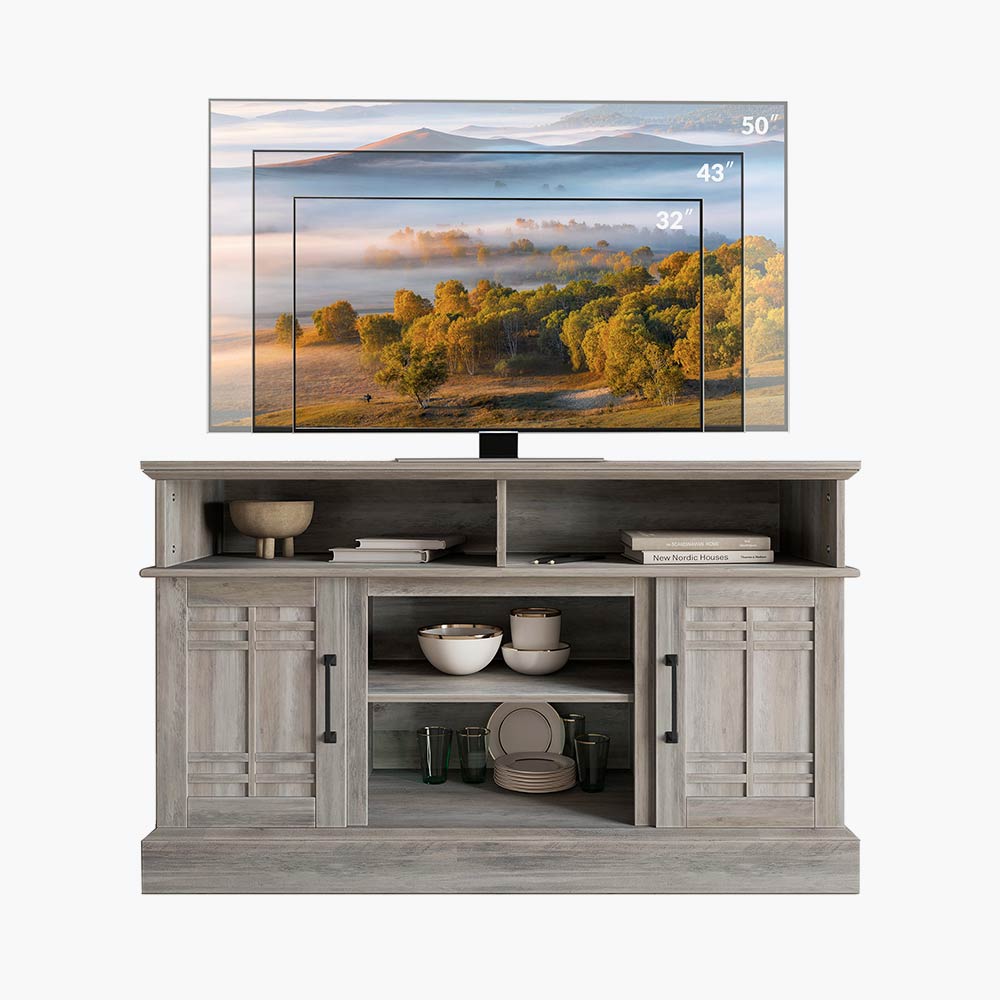 Norrell 48" Wood Grid Door Farmhouse Fireplace TV Stand