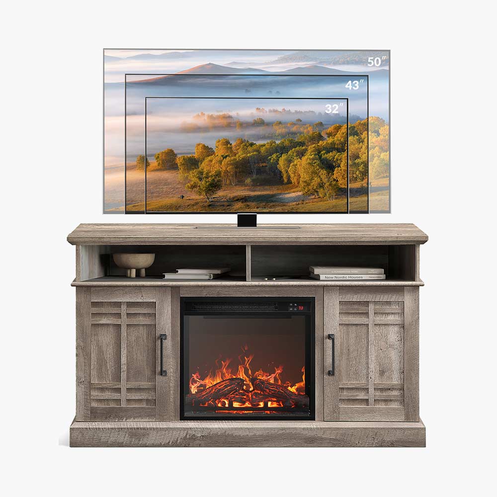 Norrell Farmhouse Fireplace TV Stand for TVs up to 50″