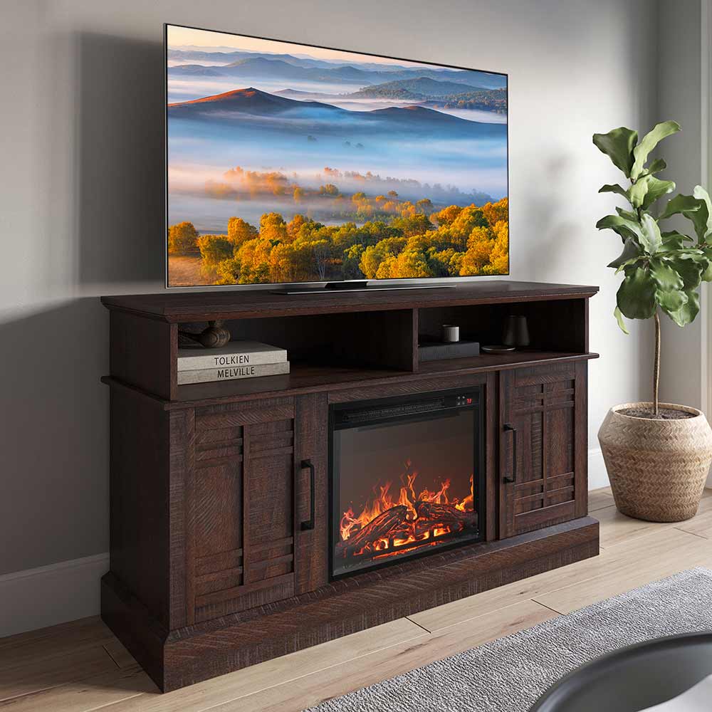 Norrell Farmhouse Fireplace TV Stand for TVs up to 50″
