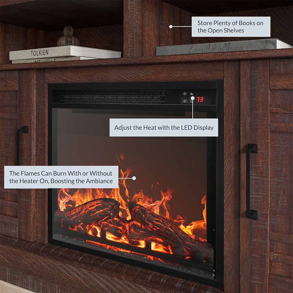 Norrell Farmhouse Fireplace TV Stand for TVs up to 50″