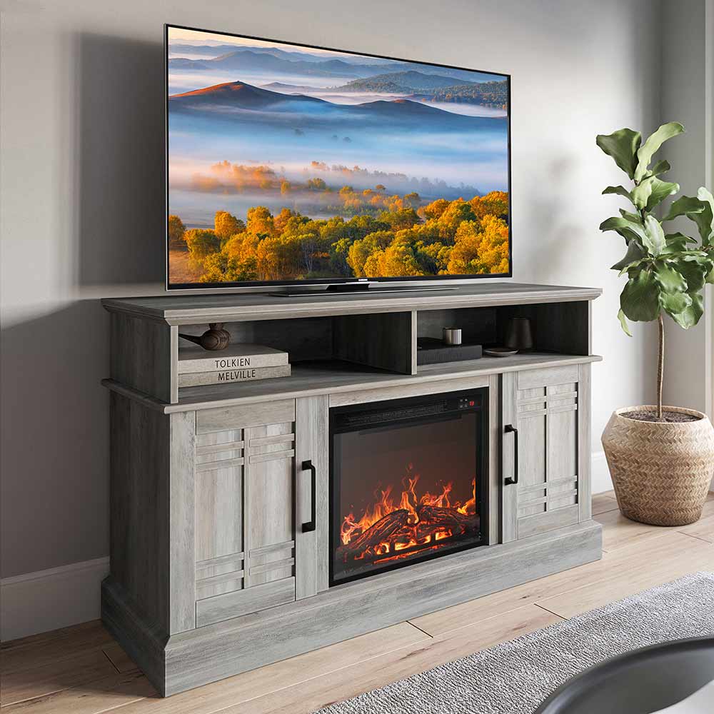 Norrell Farmhouse Fireplace TV Stand for TVs up to 50″