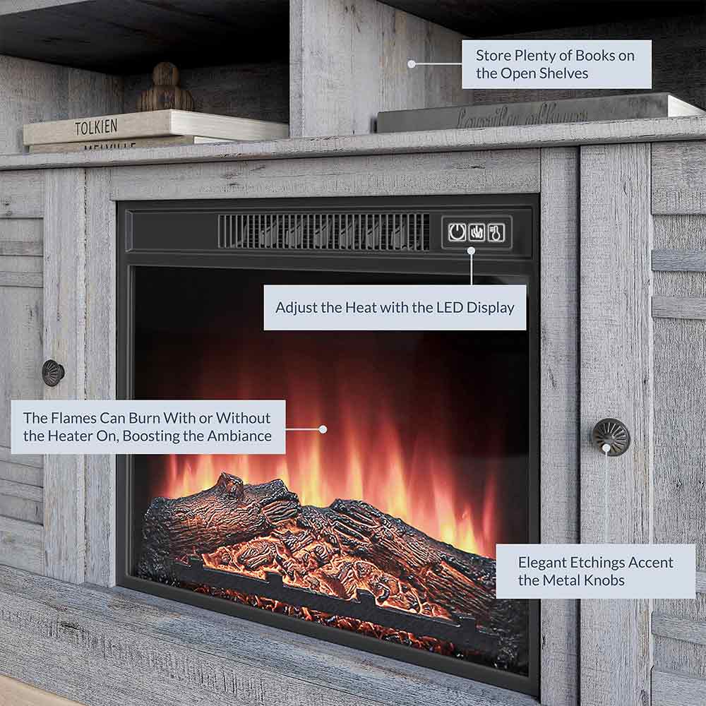 Norrell Farmhouse Fireplace TV Stand for TVs up to 50″