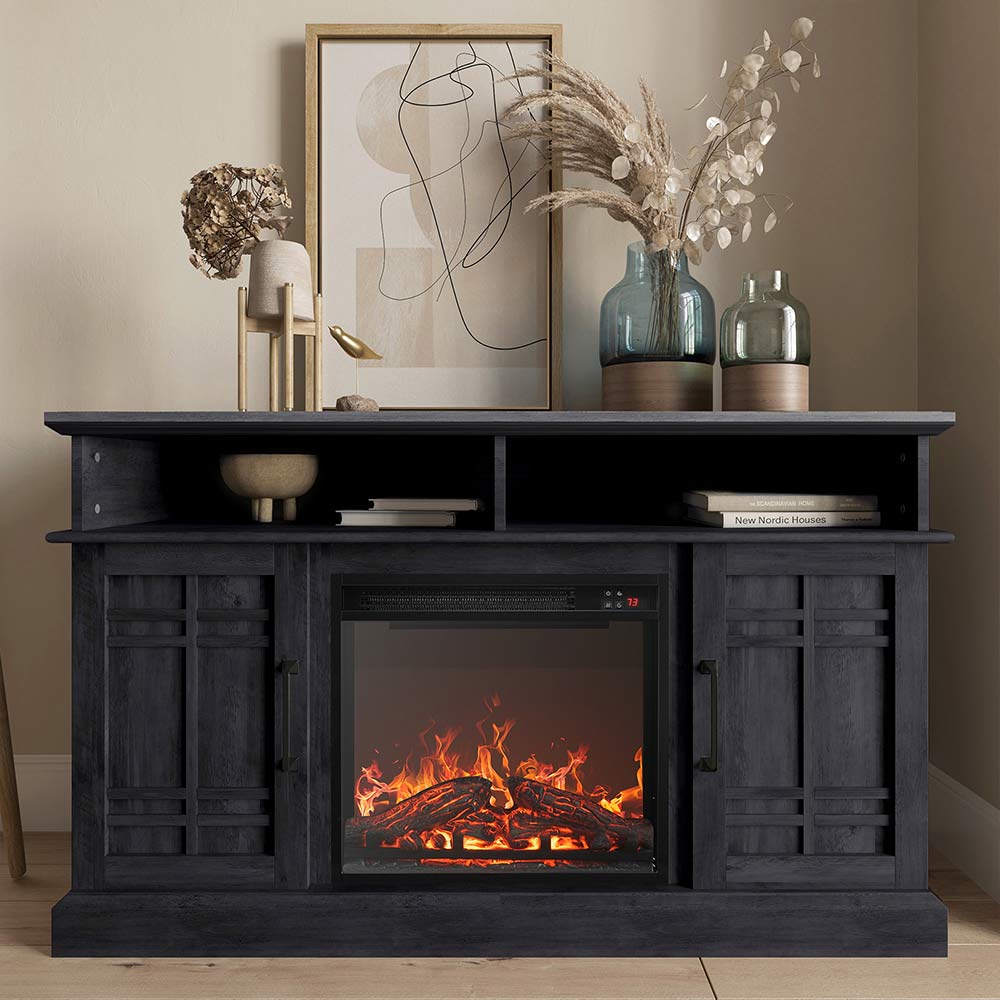 Norrell Farmhouse Fireplace TV Stand for TVs up to 50″