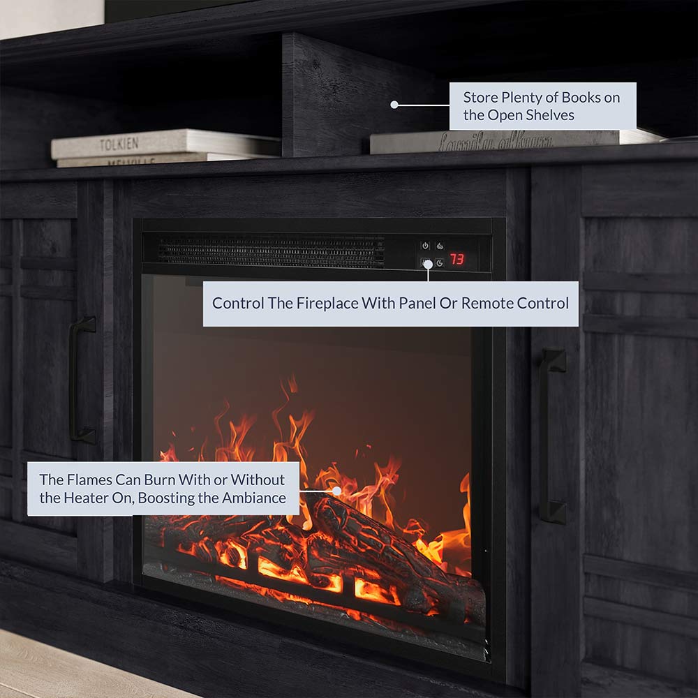 Norrell Farmhouse Fireplace TV Stand for TVs up to 50″