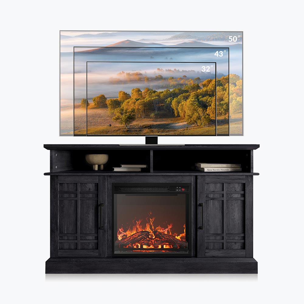 Norrell Farmhouse Fireplace TV Stand for TVs up to 50″