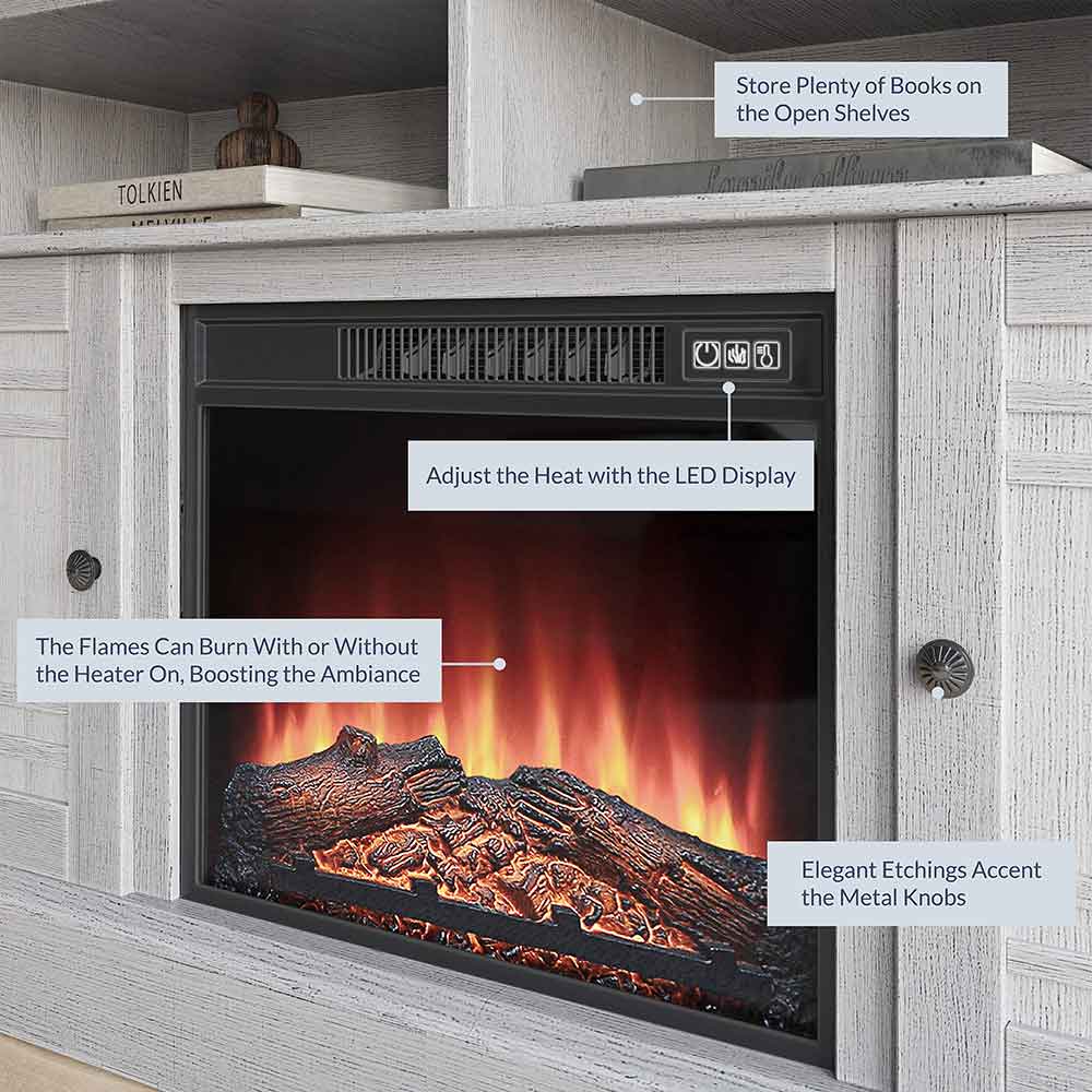 Norrell Farmhouse Fireplace TV Stand for TVs up to 50″