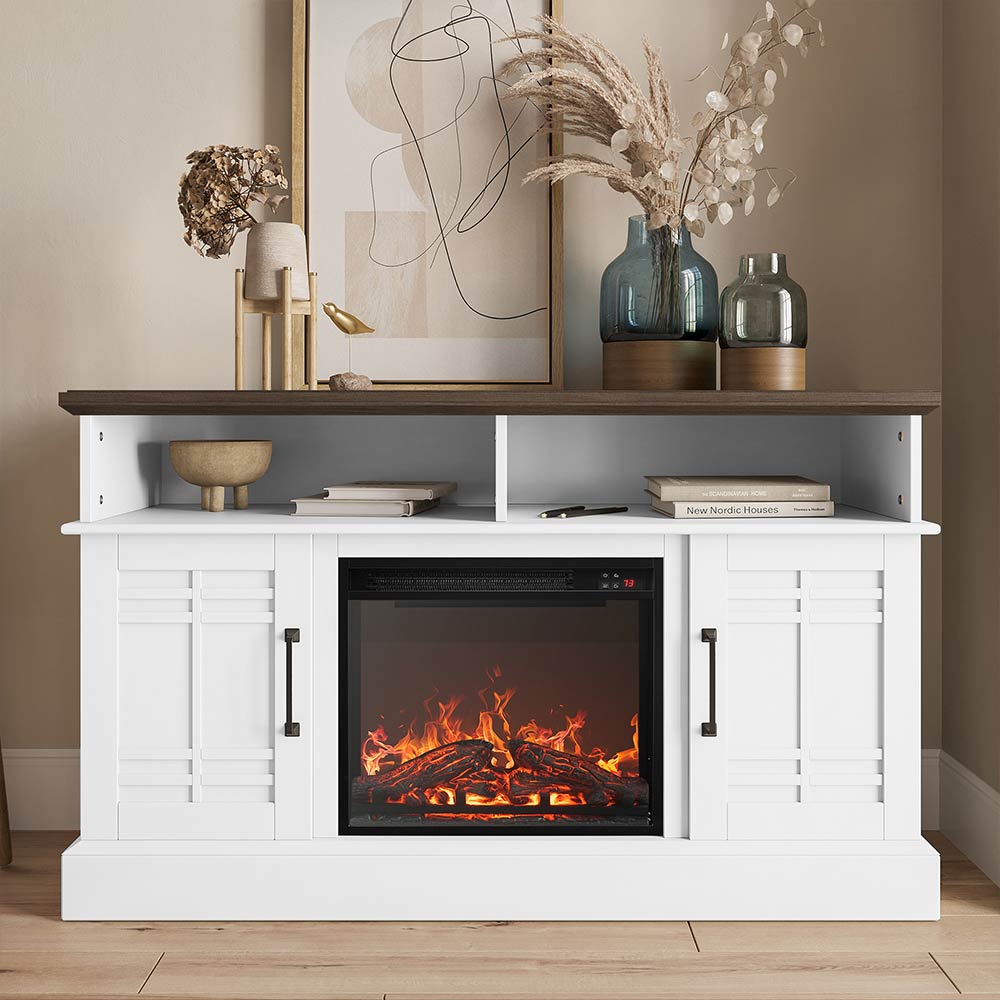 Norrell Farmhouse Fireplace TV Stand for TVs up to 50″