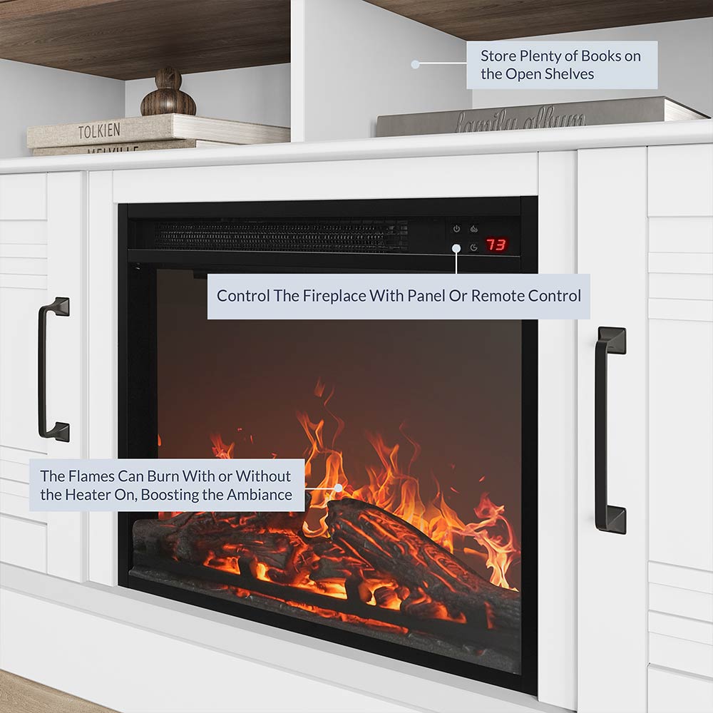 Norrell Farmhouse Fireplace TV Stand for TVs up to 50″