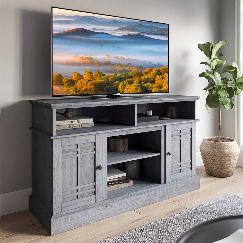 Norrell 48" Wood Grid Door Farmhouse Fireplace TV Stand