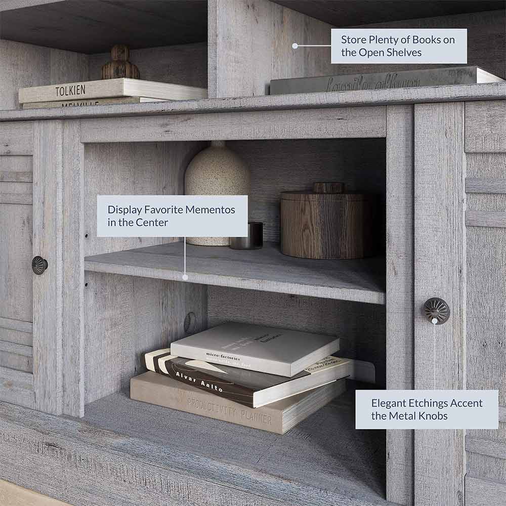 Norrell 48" Wood Grid Door Farmhouse Fireplace TV Stand