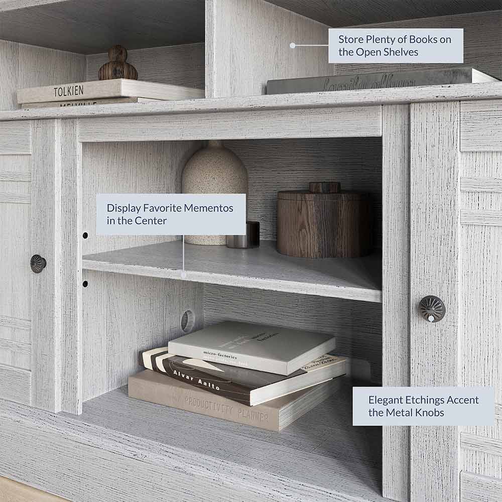 Norrell 48" Wood Grid Door Farmhouse Fireplace TV Stand