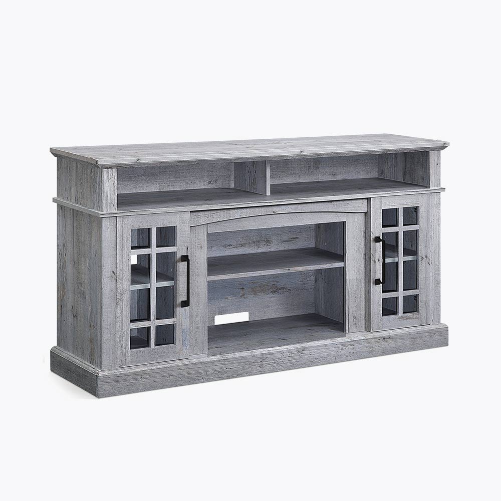 Astorga 58" Modern Farmhouse Fireplace TV Stand with Glass Doors