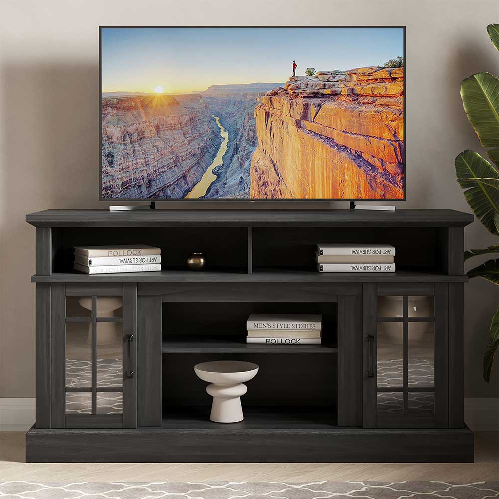 Astorga 58" Glass Door Modern Farmhouse Fireplace TV Stand