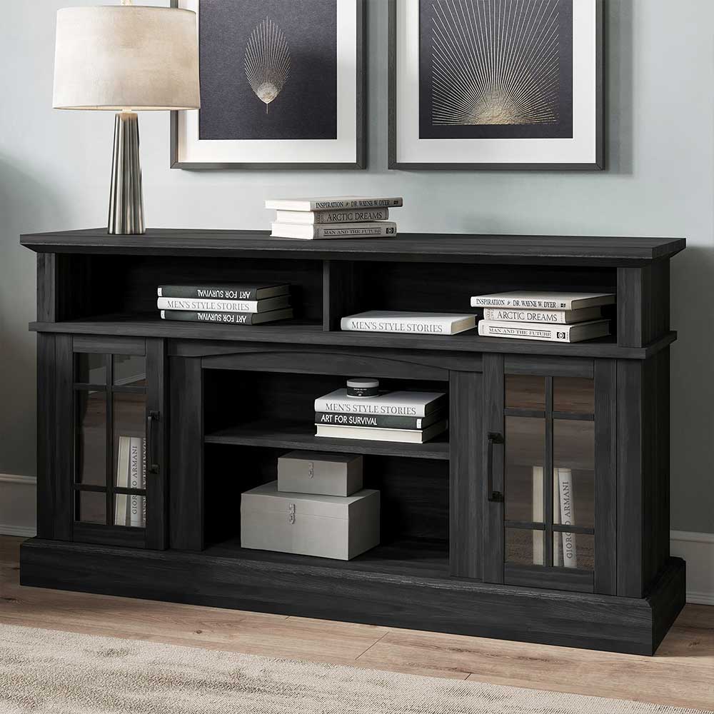 Astorga 58" Modern Farmhouse Fireplace TV Stand with Glass Doors