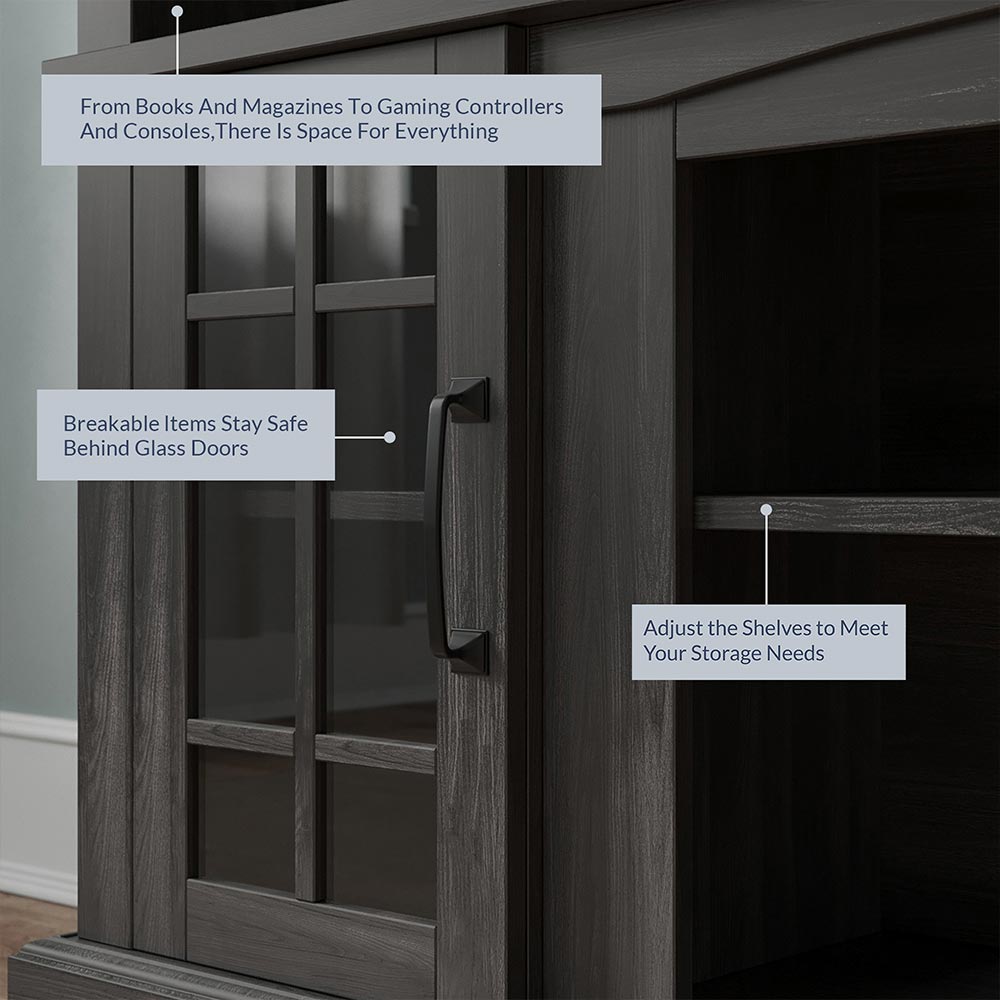 Astorga 58" Modern Farmhouse Fireplace TV Stand with Glass Doors