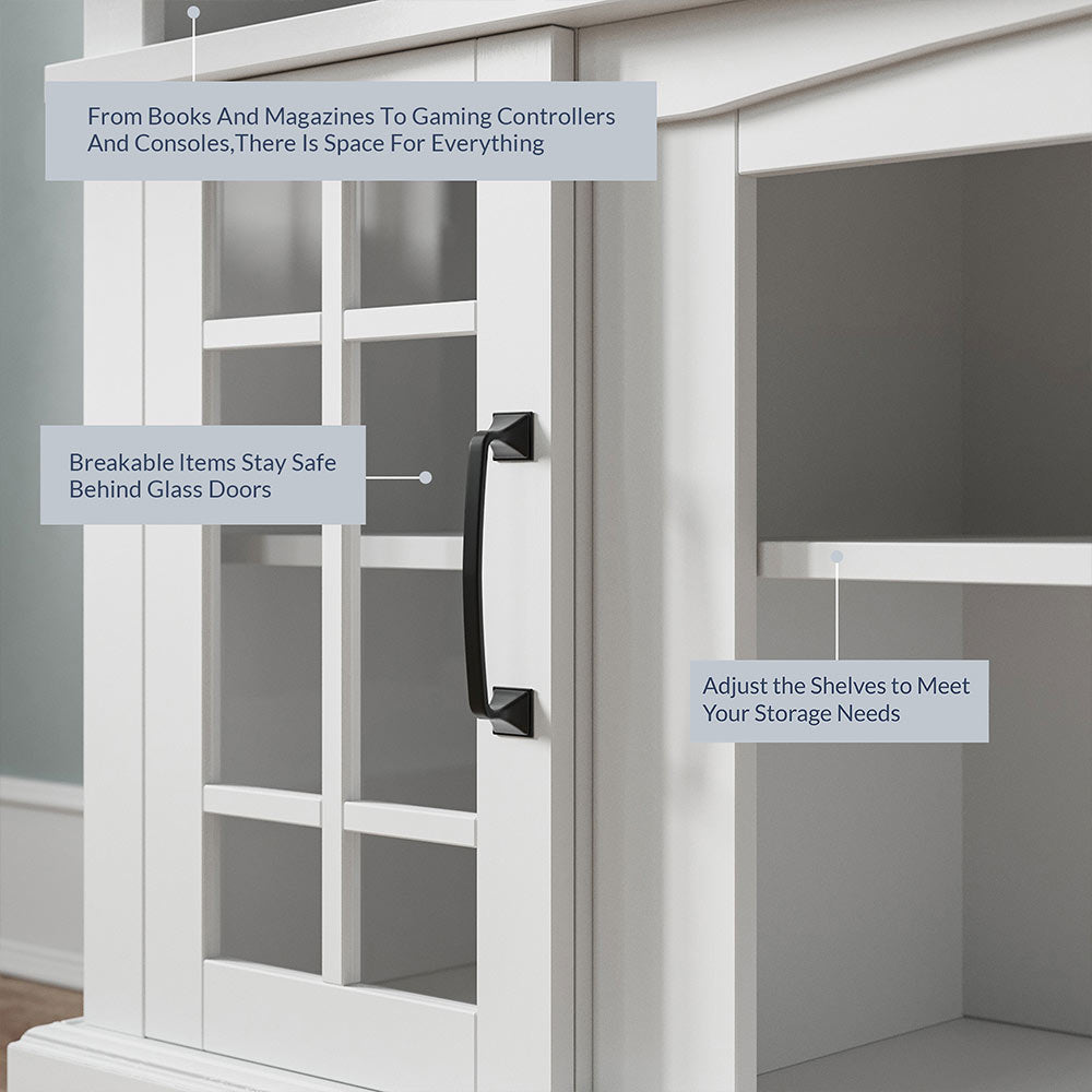 Astorga 58" Modern Farmhouse Fireplace TV Stand with Glass Doors