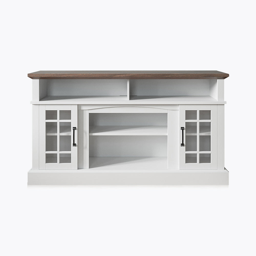 Astorga 58" Modern Farmhouse Fireplace TV Stand with Glass Doors