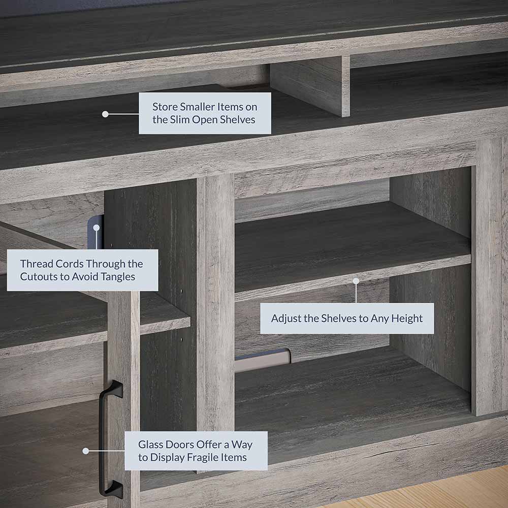 Cayman Farmhouse Fireplace TV Stand for TVs up to 65″
