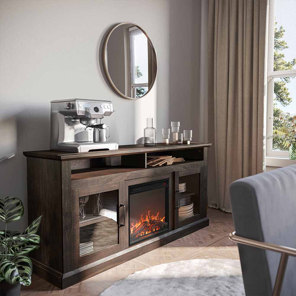 Cayman Farmhouse Fireplace TV Stand for TVs up to 65″