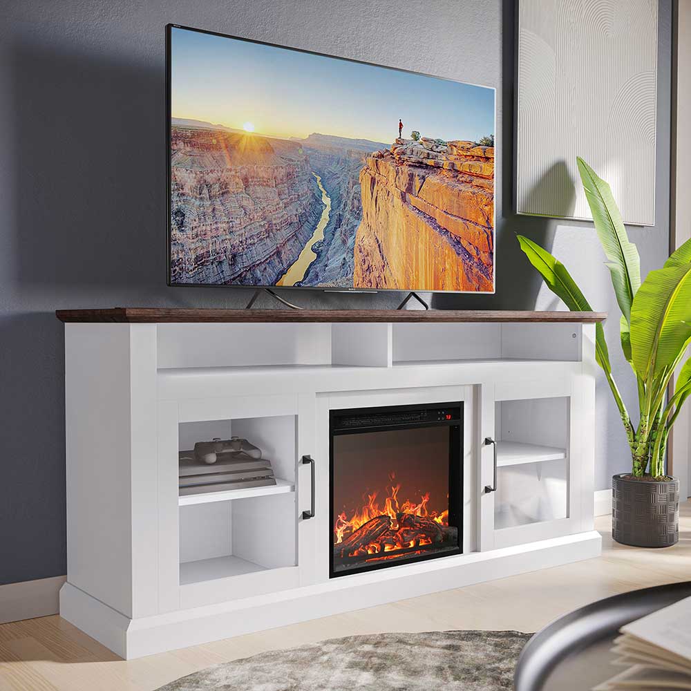 Cayman Farmhouse Fireplace TV Stand for TVs up to 65″
