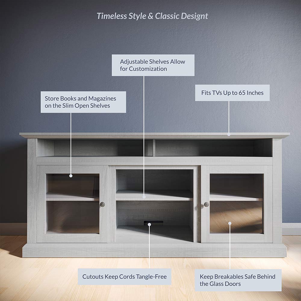 Cayman Farmhouse Fireplace TV Stand for TVs up to 65″