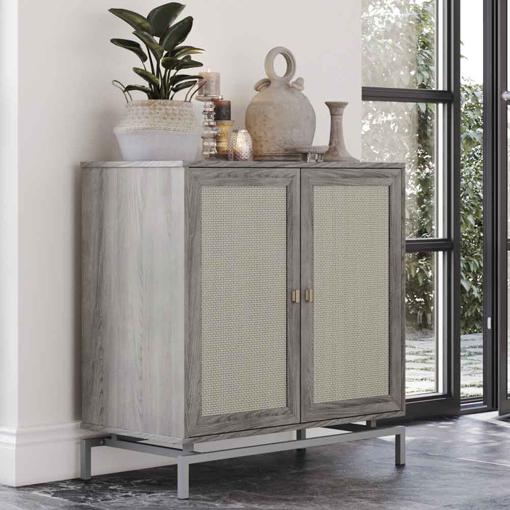 Liam 32" Small Sideboard with Rattan Doors