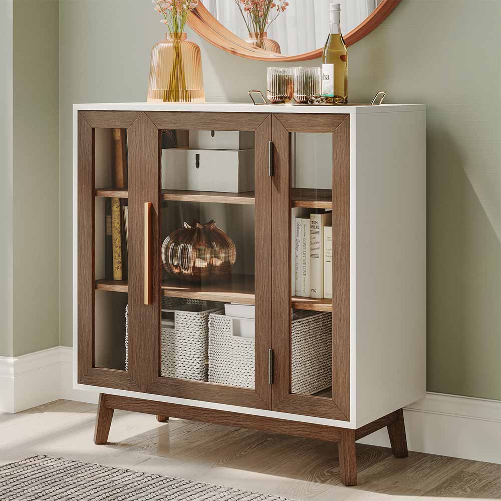 Troy 32" Modern Curio Buffet Cabinet with Glass Doors