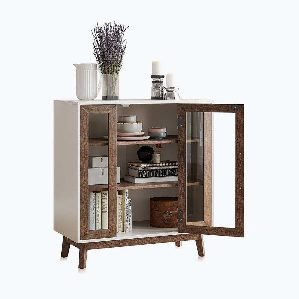 Troy 32" Modern Curio Buffet Cabinet with Glass Doors