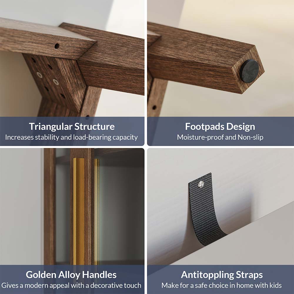 Troy 32" Modern Curio Buffet Cabinet with Glass Doors