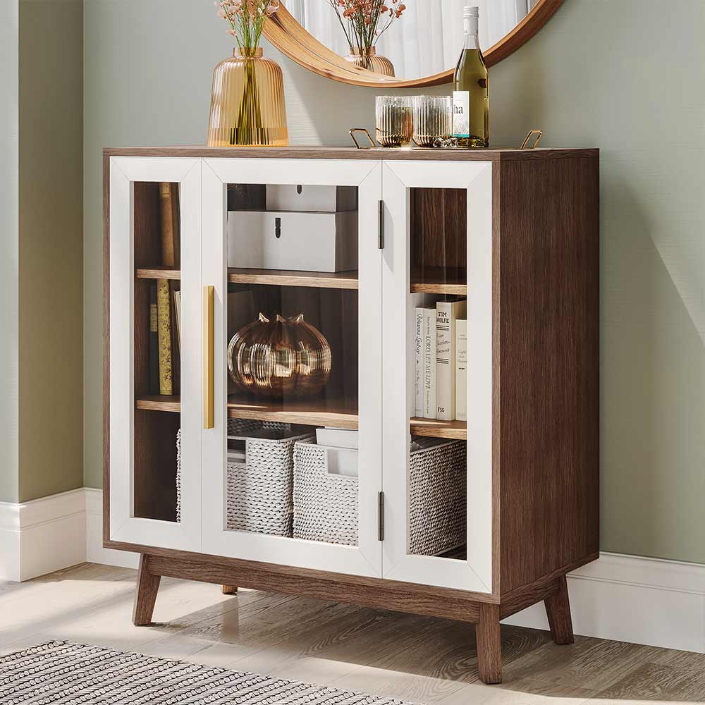 Troy 32" Modern Curio Buffet Cabinet with Glass Doors